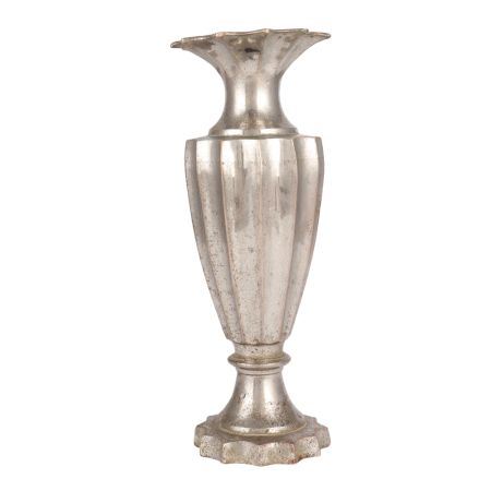 Old Brass Flower Design Vase In Nickel Finish