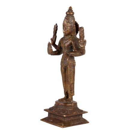 Old  Brass Statue of Four Armed Lord Vishnu