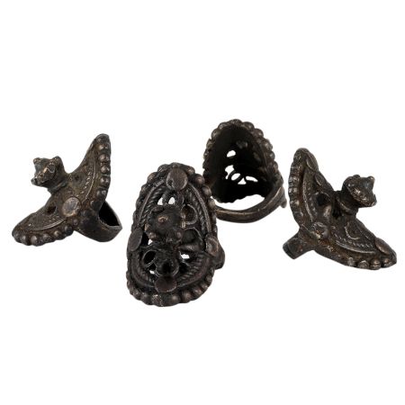 Four Black Metal Tribal Rings