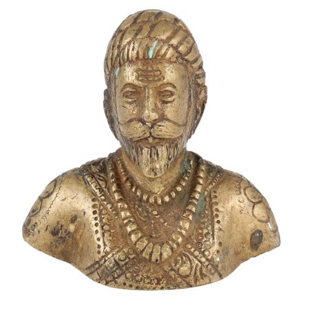 Brass Indian Chatrapati Shiva Bust Statue