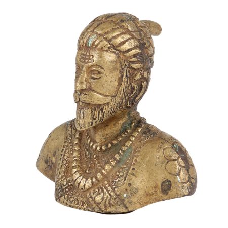 Brass Indian Chatrapati Shiva Bust Statue