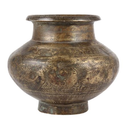 Floral Design Brass Holy Water Pot