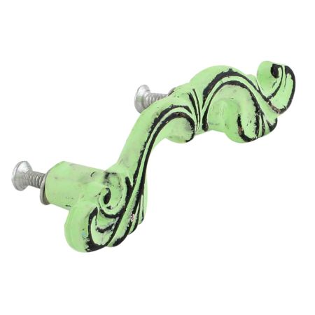Lime Green Distressed Iron Bow Wardrobe Handle