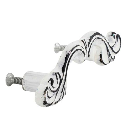 White Distressed Iron Bow Wardrobe Handle