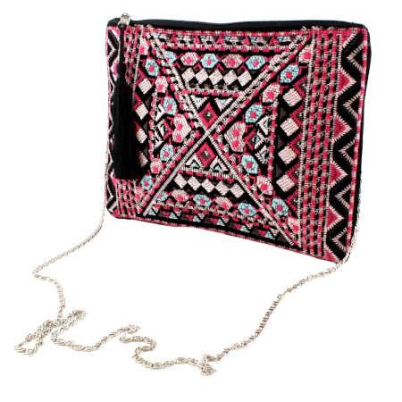 Black Embroidered Cotton Banjara Purse