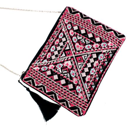 Black Embroidered Cotton Banjara Purse
