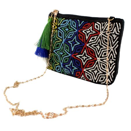 Black Colorful Star Beaded Handbag