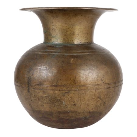 Round Brass Pot With Long Neck