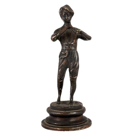 Brass Statue Of Boy Playing Flute