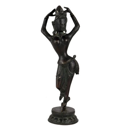 Brass Dancing Lady Statue In Black Finish