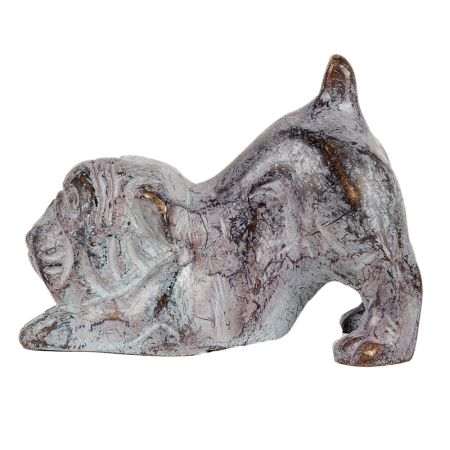 Brass Pug Dog Statue In Antique Finish