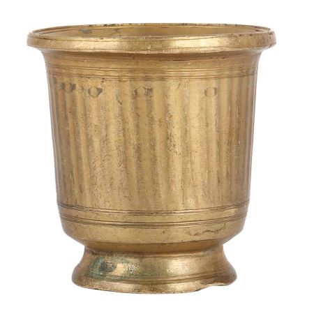 Golden Brass Fluted Design Glass Or Vase