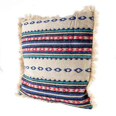 White Aztec Pattern Square Crochet Cushion Cover