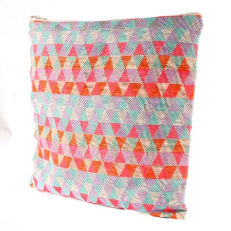Multi Geometric Triangles Handloom Cushion Cover