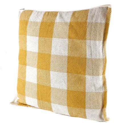 Sunshine Yellow Checks Cotton Cushion Cover