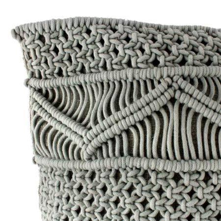 Grey Macrame Cotton Cushion Cover