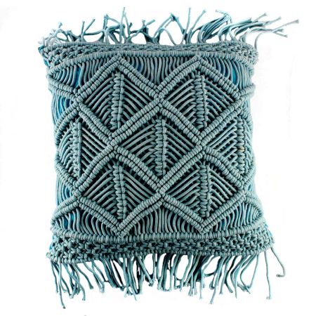 Blue MacramÃ© Pillow Cover