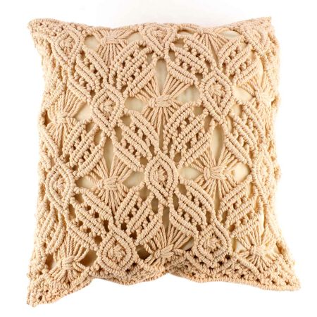 Cream Macrame Vintage Cushion Cover