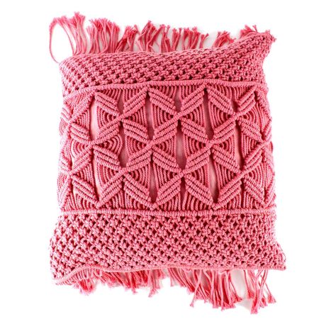 Pink Farmhouse Style Macrame Cushion Cover