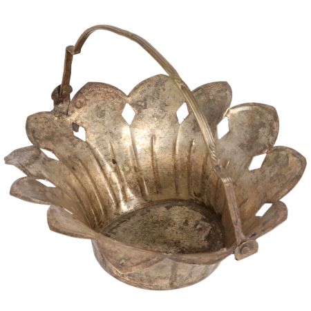 Brass Flower Shaped Basket With Handle