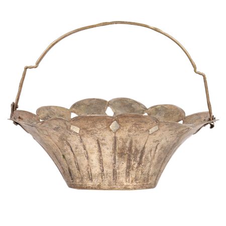 Brass Flower Shaped Basket With Handle