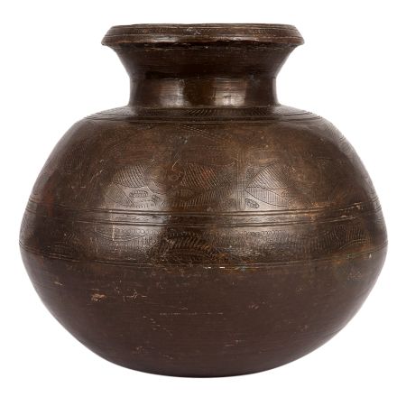 Brass Water Pot With Bird And Geometric Design