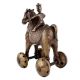 Indian Brass Horse On Wheels Temple Toy With Rider