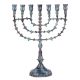 Seven Branch Brass Menorah Candle Holder In Patina Finish