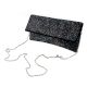 Black And Grey Beaded Envelope Bag