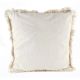 White Striped Woven Fringe Pillow Cover