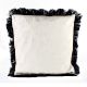 Black And White Cushion Cover With Blue Fringe On Border