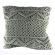 Grey Macrame Cotton Cushion Cover