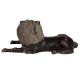 Brass Sitting Lion Statue in Black Finish