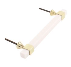 White Resin And Brass Door Handles (8 Inch)