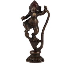 Brass Lord Ganesha Dancing On Sheshnag Statue