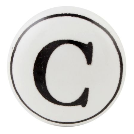 C Flat Alphabet Ceramic Drawer Knob