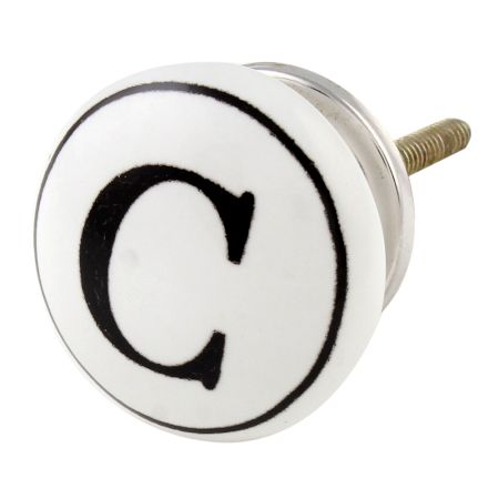 C Flat Alphabet Ceramic Drawer Knob