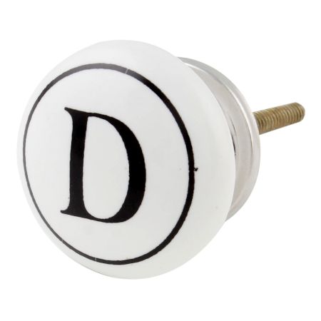 D Flat Alphabet Ceramic Drawer Knob