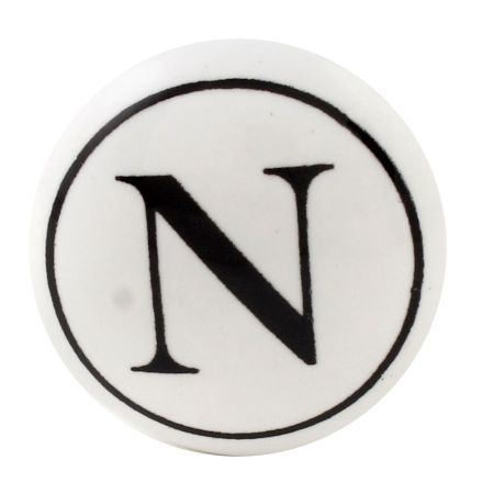 N Flat Alphabet Ceramic Drawer Knob