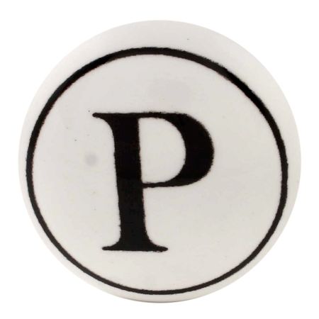P Flat Alphabet Ceramic Drawer Knob