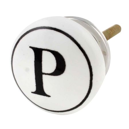 P Flat Alphabet Ceramic Drawer Knob