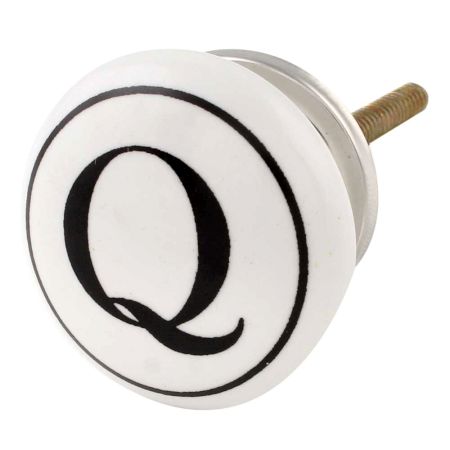 Q Flat Alphabet Ceramic Drawer Knob