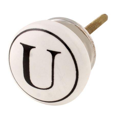 U Flat Alphabet Ceramic Drawer Knob