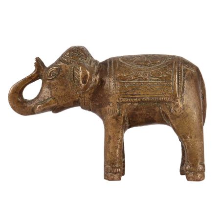 Brass Elephant Decor StatueÂ In Antique Finish