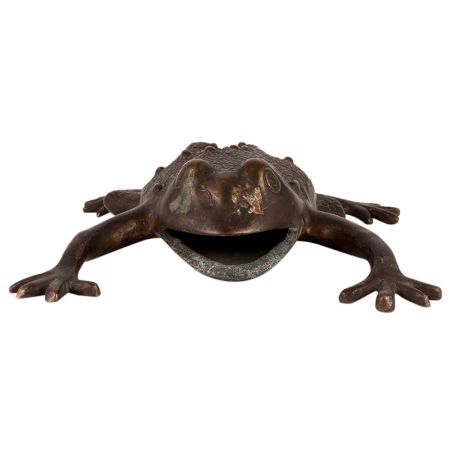 Brass Frog Figurine In Black Finish