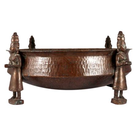 Ornate Copper Bath Bowl With God Figurines