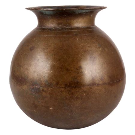 Round Brass Lota for Puja With Antique Finish