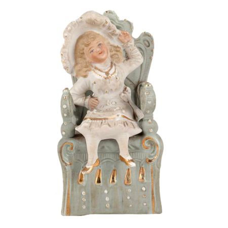 Baby Girl Porcelain Doll On Chair