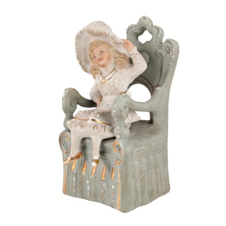 Baby Girl Porcelain Doll On Chair
