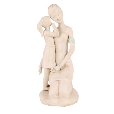 White Porcelain Mother and Daughter Figurine